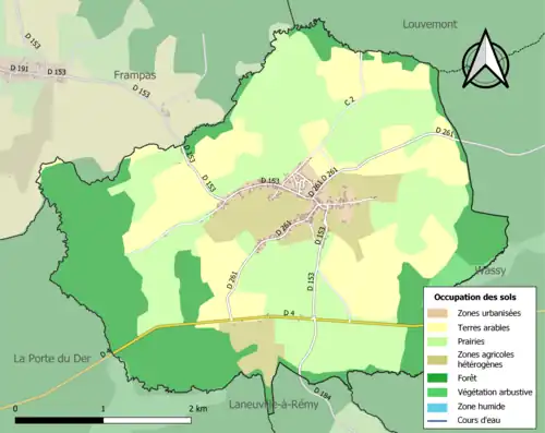 Carte en couleurs présentant l'occupation des sols.