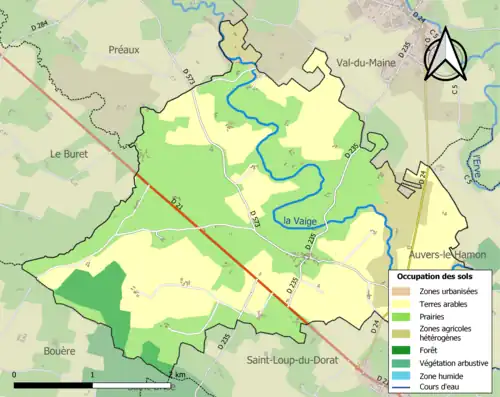 Carte en couleurs présentant l'occupation des sols.