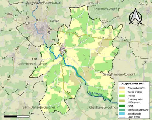 Carte en couleurs présentant l'occupation des sols.