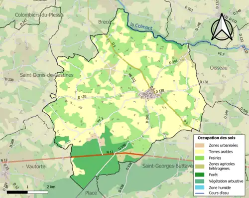 Carte en couleurs présentant l'occupation des sols.