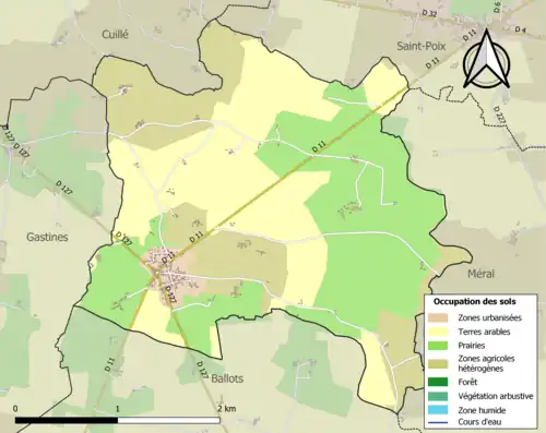 Carte en couleurs présentant l'occupation des sols.