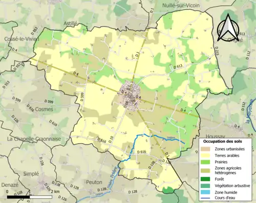 Carte en couleurs présentant l'occupation des sols.