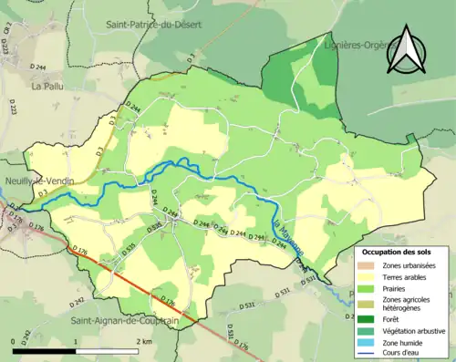 Carte en couleurs présentant l'occupation des sols.