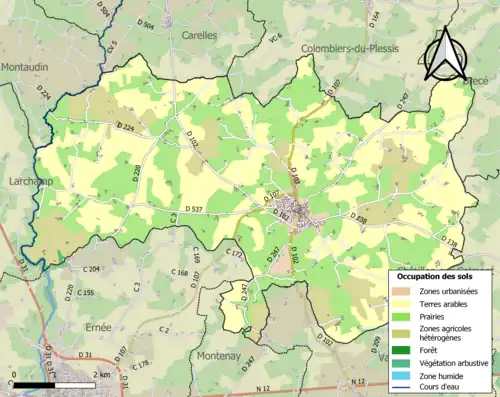 Carte en couleurs présentant l'occupation des sols.
