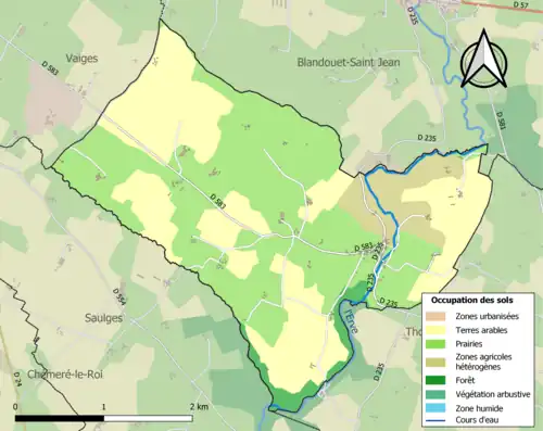 Carte en couleurs présentant l'occupation des sols.