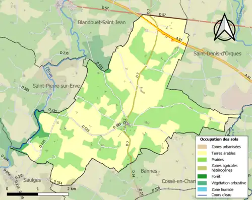 Carte en couleurs présentant l'occupation des sols.