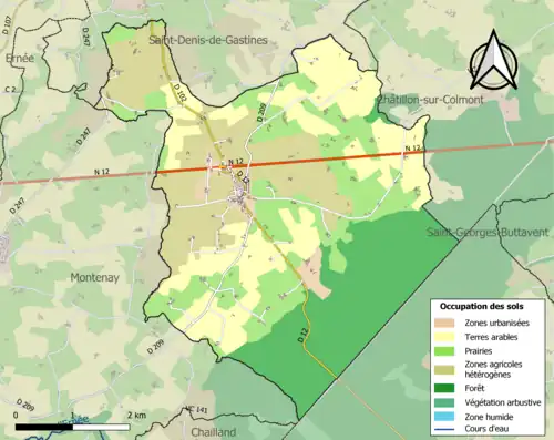 Carte en couleurs présentant l'occupation des sols.