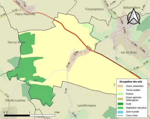 Carte en couleurs présentant l'occupation des sols.