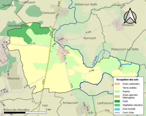 Carte en couleurs présentant l'occupation des sols.