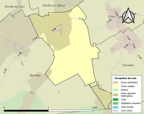 Carte en couleurs présentant l'occupation des sols.