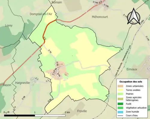 Carte en couleurs présentant l'occupation des sols.