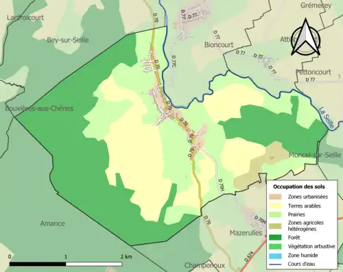Carte en couleurs présentant l'occupation des sols.