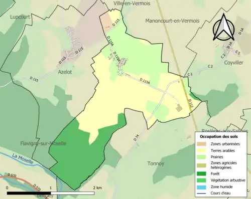 Carte en couleurs présentant l'occupation des sols.