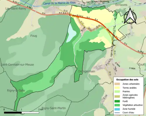 Carte en couleurs présentant l'occupation des sols.