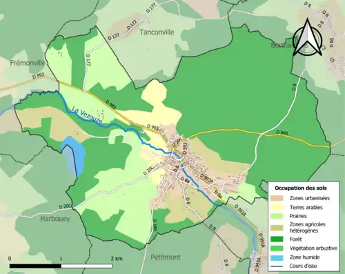 Carte en couleurs présentant l'occupation des sols.
