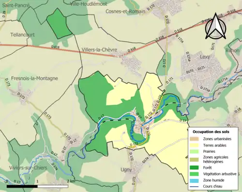 Carte en couleurs présentant l'occupation des sols.