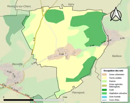 Carte en couleurs présentant l'occupation des sols.