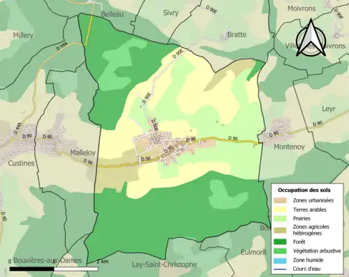 Carte en couleurs présentant l'occupation des sols.