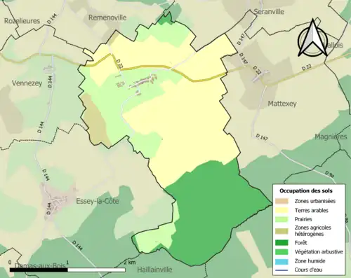 Carte en couleurs présentant l'occupation des sols.