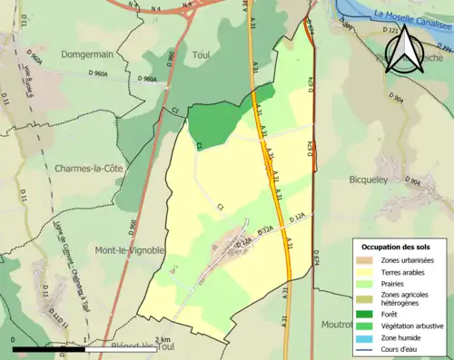 Carte en couleurs présentant l'occupation des sols.
