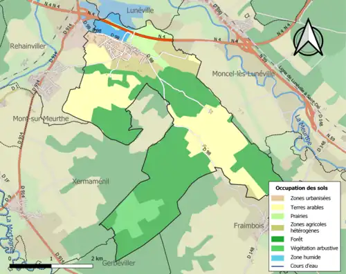 Carte en couleurs présentant l'occupation des sols.