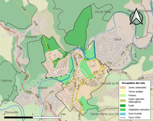 Carte en couleurs présentant l'occupation des sols.