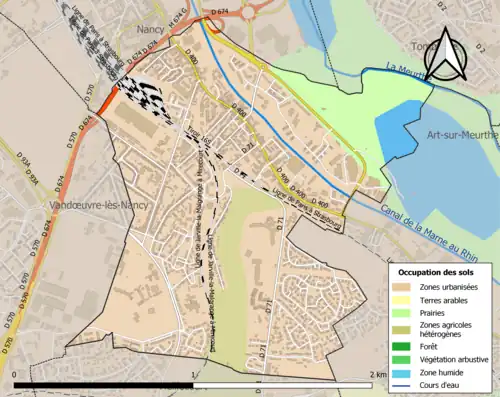 Carte en couleurs présentant l'occupation des sols.
