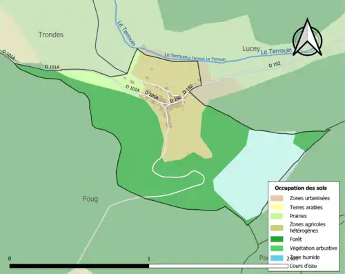 Carte en couleurs présentant l'occupation des sols.