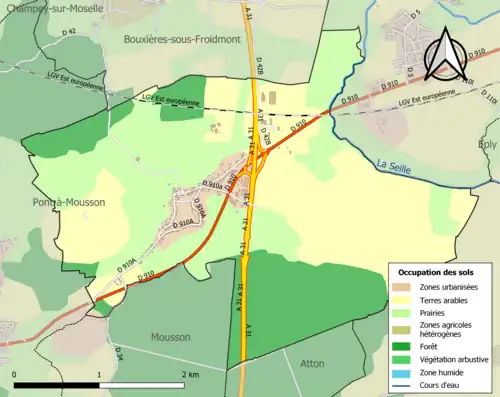 Carte en couleurs présentant l'occupation des sols.