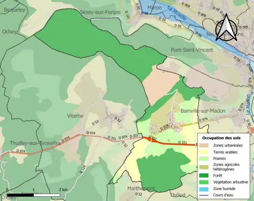 Carte en couleurs présentant l'occupation des sols.
