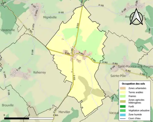Carte en couleurs présentant l'occupation des sols.