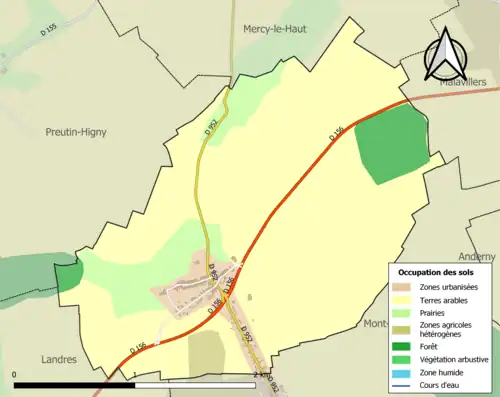 Carte en couleurs présentant l'occupation des sols.