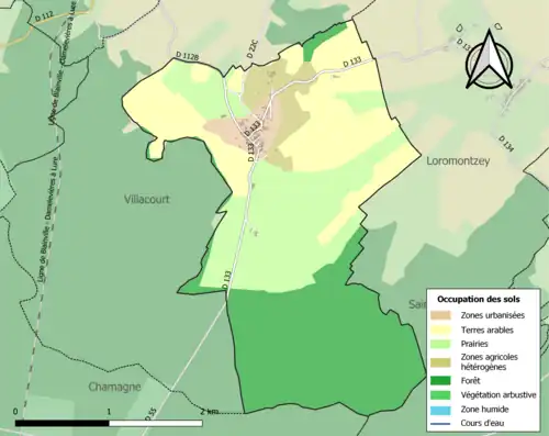 Carte en couleurs présentant l'occupation des sols.