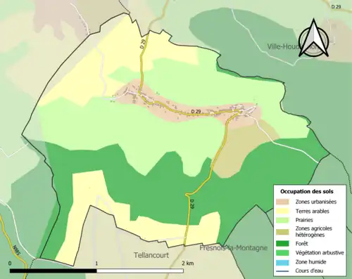 Carte en couleurs présentant l'occupation des sols.