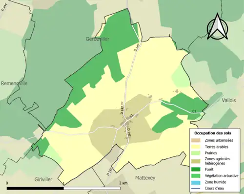 Carte en couleurs présentant l'occupation des sols.