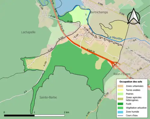 Carte en couleurs présentant l'occupation des sols.