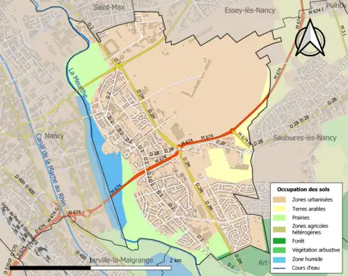 Carte en couleurs présentant l'occupation des sols.