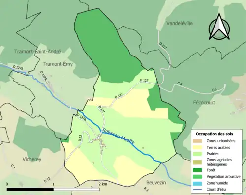 Carte en couleurs présentant l'occupation des sols.