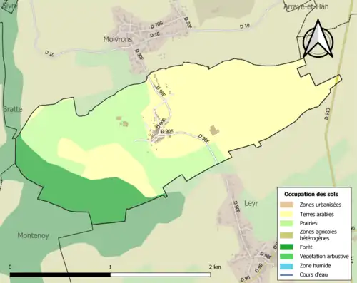 Carte en couleurs présentant l'occupation des sols.