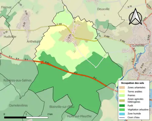 Carte en couleurs présentant l'occupation des sols.