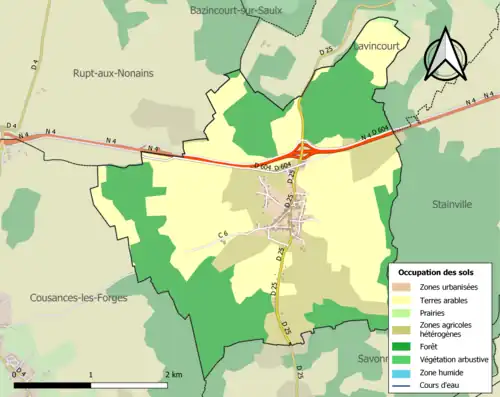 Carte en couleurs présentant l'occupation des sols.