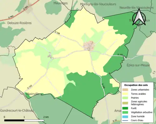 Carte en couleurs présentant l'occupation des sols.