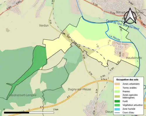 Carte en couleurs présentant l'occupation des sols.