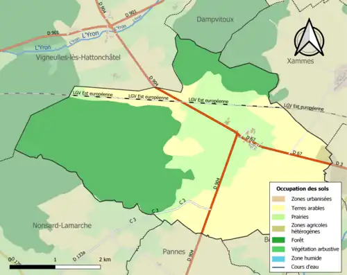 Carte en couleurs présentant l'occupation des sols.
