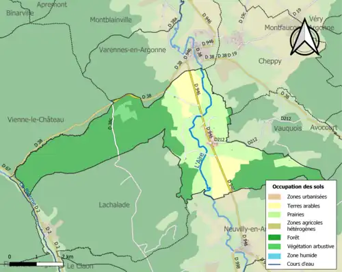 Carte en couleurs présentant l'occupation des sols.