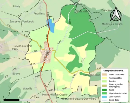 Carte en couleurs présentant l'occupation des sols.