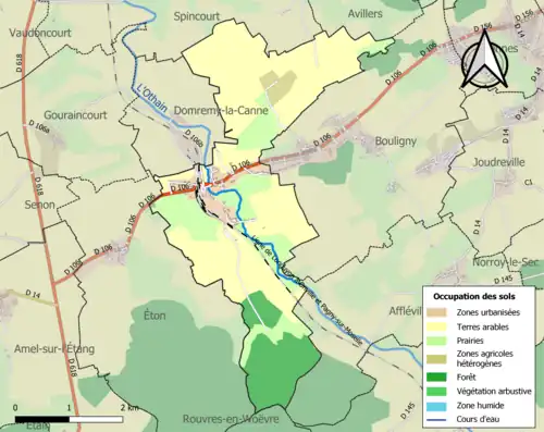 Carte en couleurs présentant l'occupation des sols.