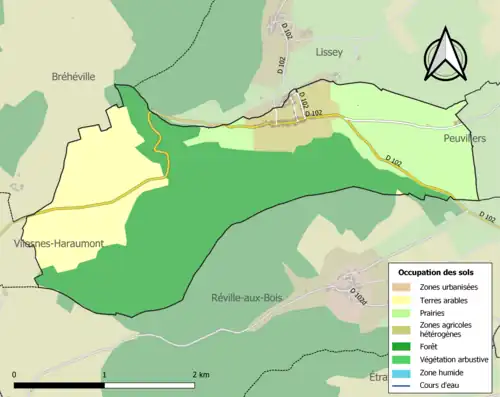 Carte en couleurs présentant l'occupation des sols.