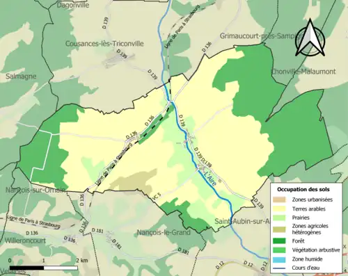 Carte en couleurs présentant l'occupation des sols.