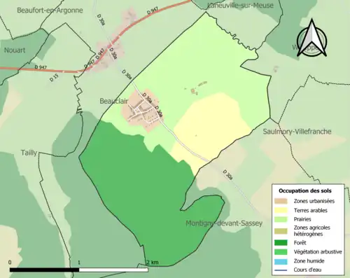 Carte en couleurs présentant l'occupation des sols.